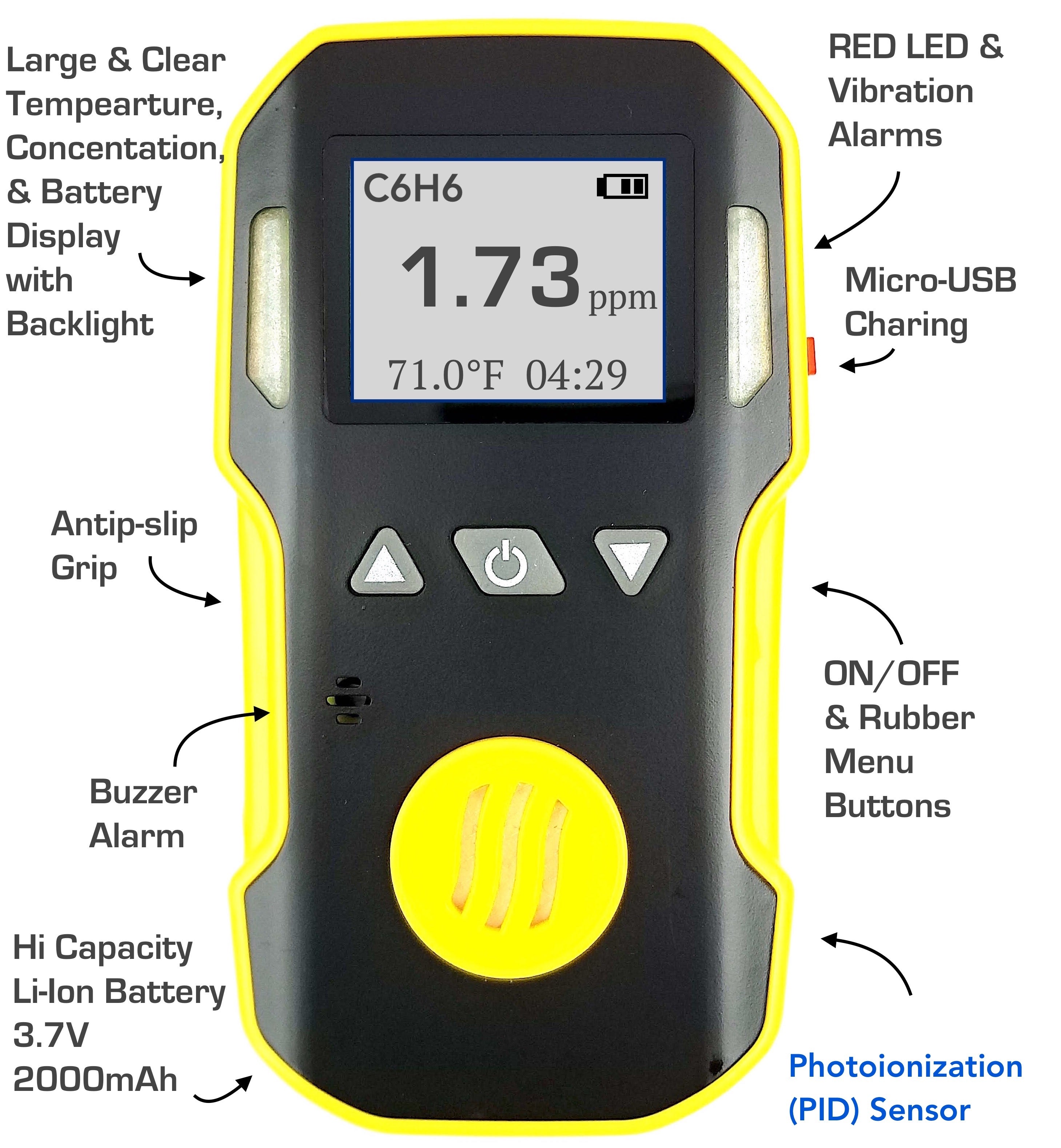 Benzene Gas Detector | USA NIST Calibration