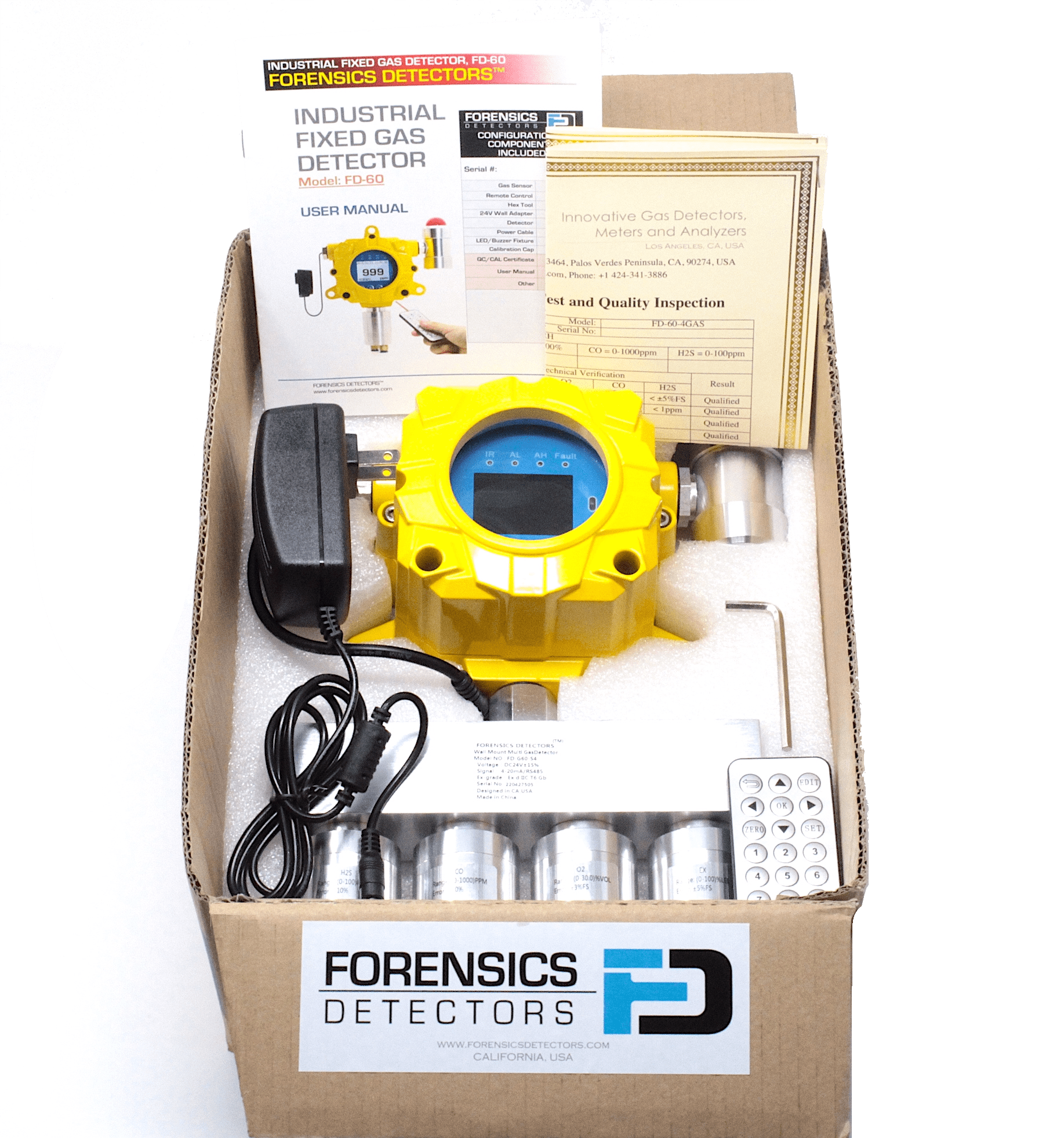 4 Gas Meter Detector | Wall Mount | USA NIST Calibration