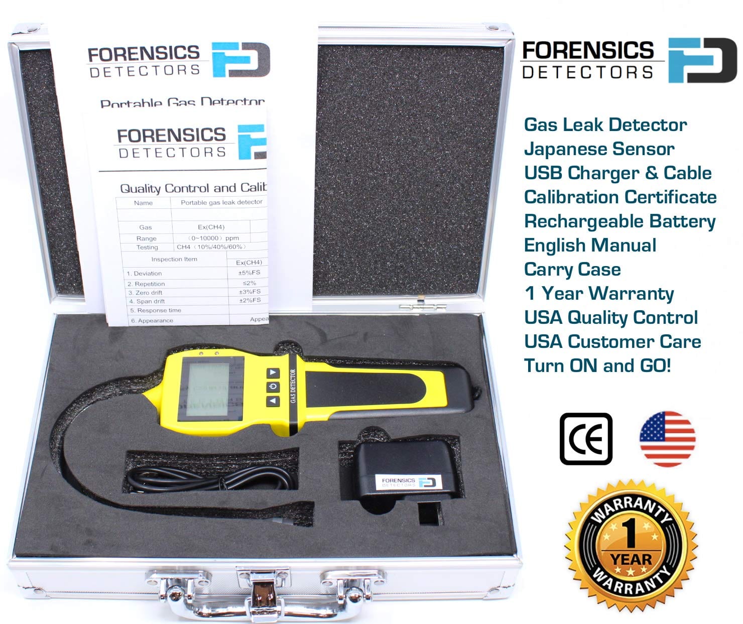 Gas Leak Detector | Propane, Sewer, Combustibles | Yellow