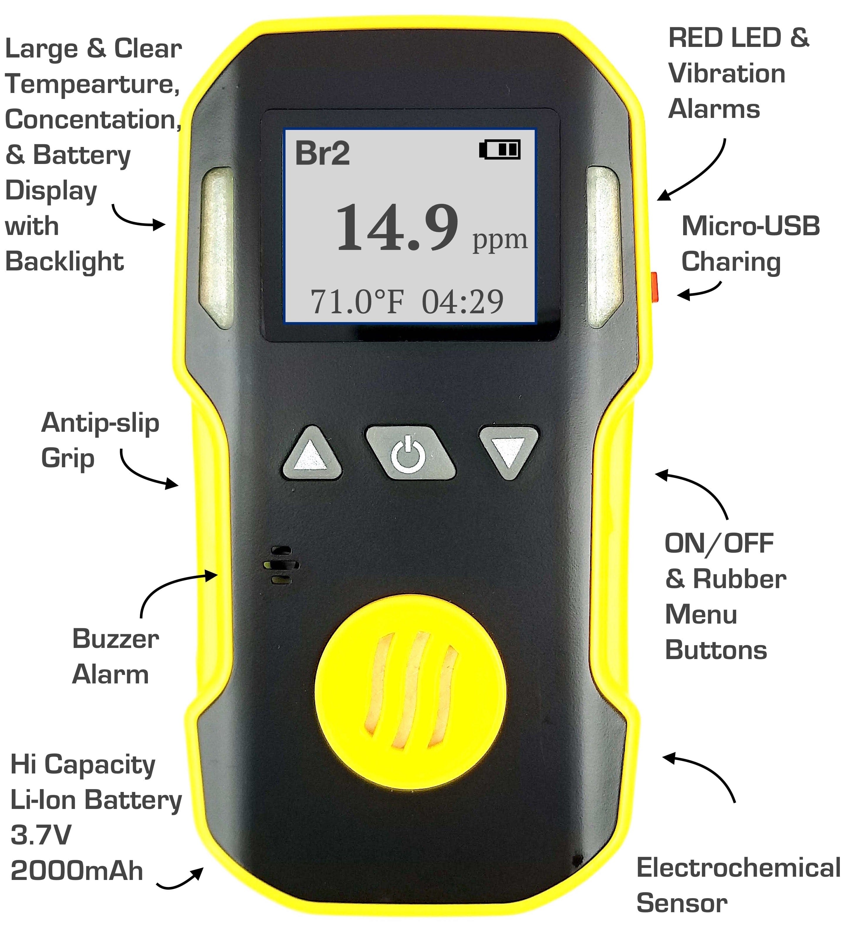 Bromine Gas Detector | USA NIST Calibration